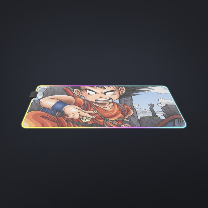 Dragon Ball Anime Angry Kid Goku Sky Clouds Blue 3D cool LED Mouse Pad