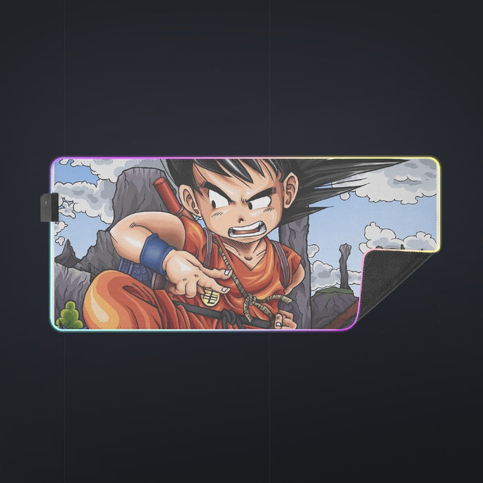 Dragon Ball Anime Angry Kid Goku Sky Clouds Blue 3D cool LED Mouse Pad