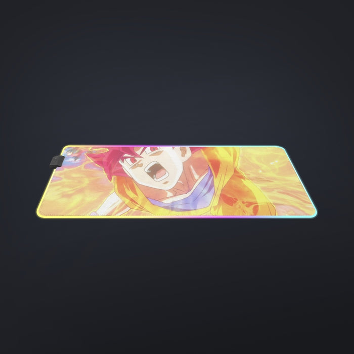 Dragon Ball Goku Super Saiyan Red God Face Portrait Print cool LED Mouse Pad