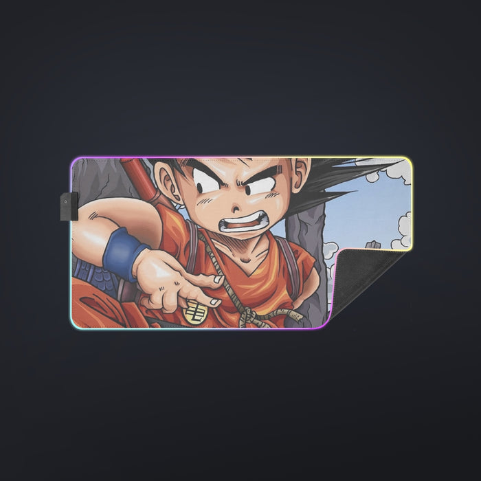 Dragon Ball Anime Angry Kid Goku Sky Clouds Blue 3D cool LED Mouse Pad