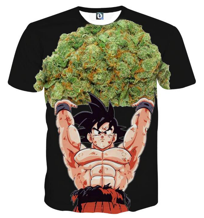 DBZ Son Goku Ganja Weed Marijuana Spirit Bomb Black T-Shirt