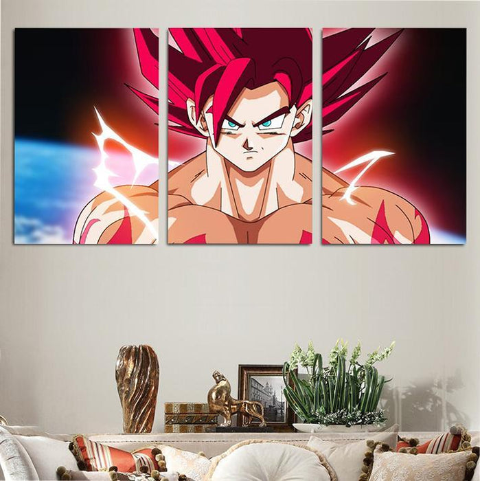 Goku Super Saiyan Blue Kaioken Silk Poster Printed Wall Decor 20 x