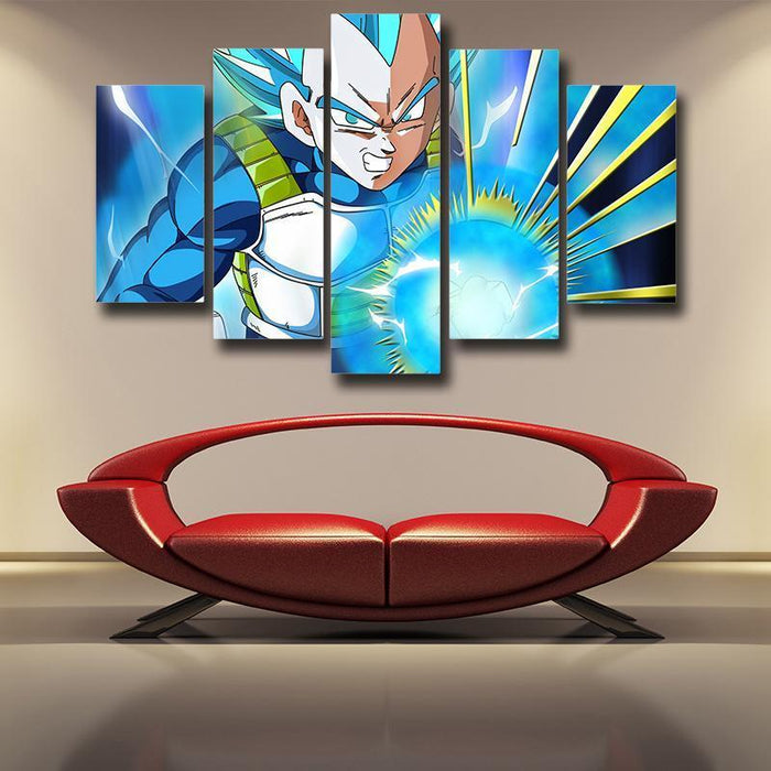 Dragon Ball Angry Vegeta Super Saiyan Blue 5pc Wall Art Decor