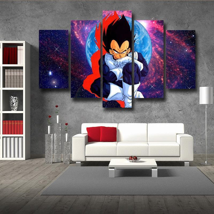 DBZ Vegeta Super Saiyan Warrior Galaxy 5pc Wall Art Canvas