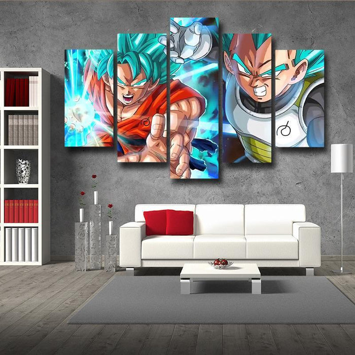 Resurrection F Goku Vegeta Ki Blast Fighting 5pc Decor Wall Art
