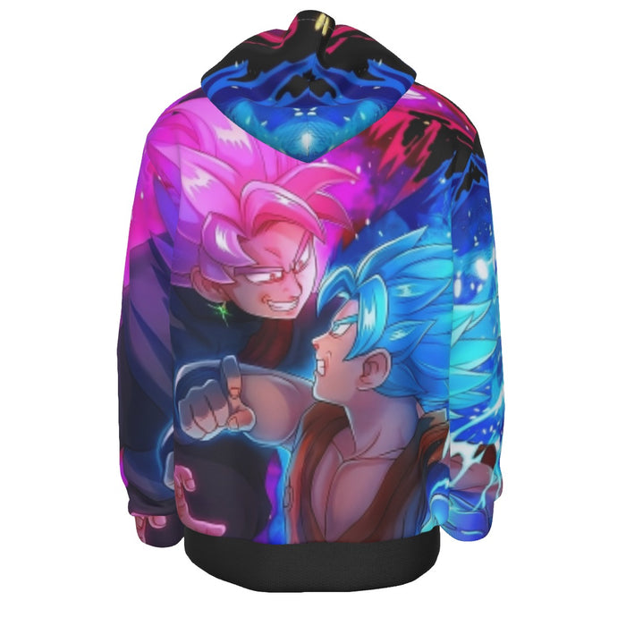 DBZ Goku Black Rose vs. Goku God Blue Fan Art Style Hoodie