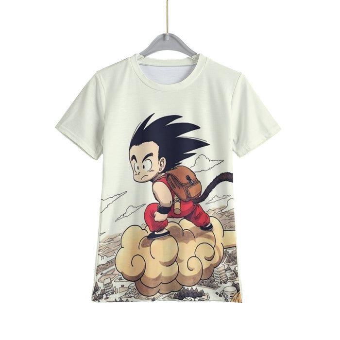 Flying Cute Kid Goku Cloud Nimbus Vintage Beige DBZ T- Shirt