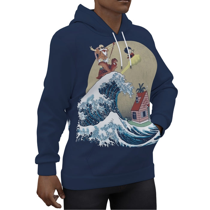 DBZ Kid Goku And Master Roshi Surfing To Kame House Hoodie