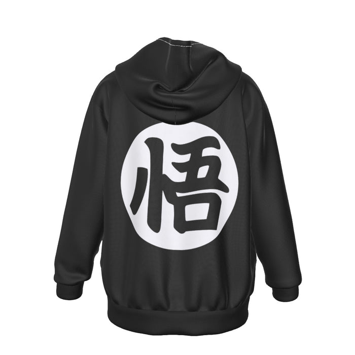 DBZ White Shadow Kid Goku Kanji Logo Kid Long Sleeve Hoodie