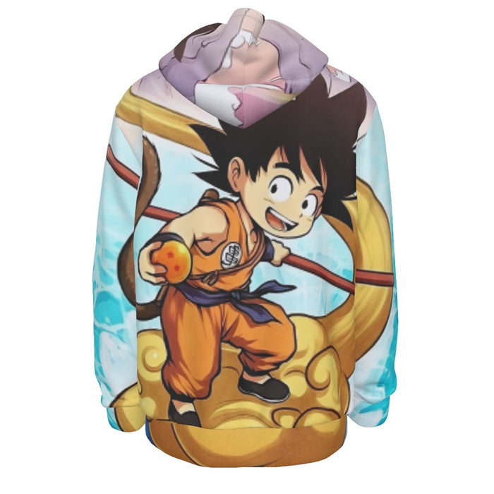 Happy Kid Goku Flying Cloud 3D Artwear Gorgeous Blue Sky 3D Hoodie