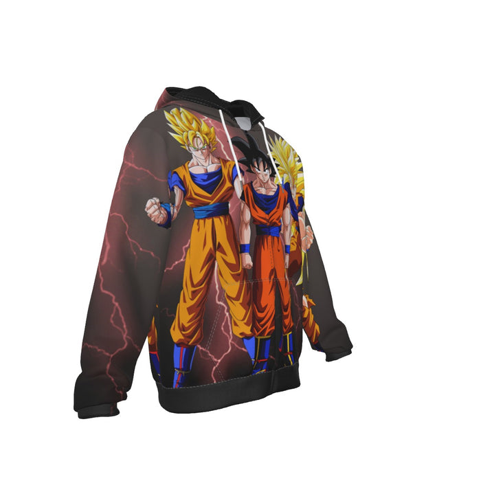 Goku Transformation Thunder Black Super Saiyan Zip Up Hoodie