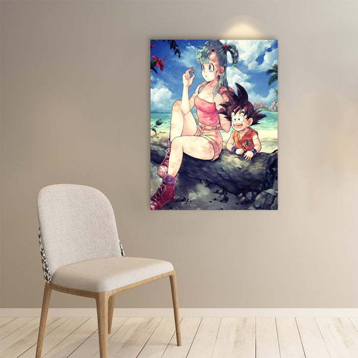 Bulma & Goku Adventure Dragon Ball Z Art Poster