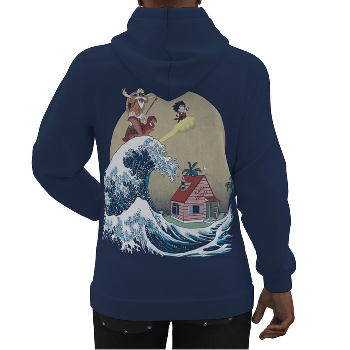 DBZ Kid Goku And Master Roshi Surfing To Kame House Hoodie