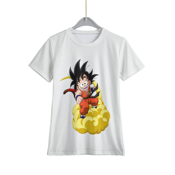 Happy Monkey Kid Goku In His Nimbus Clouds Kids T-Shirt