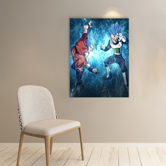 Goku and Vegeta Super Saiyan Blue Art Poster