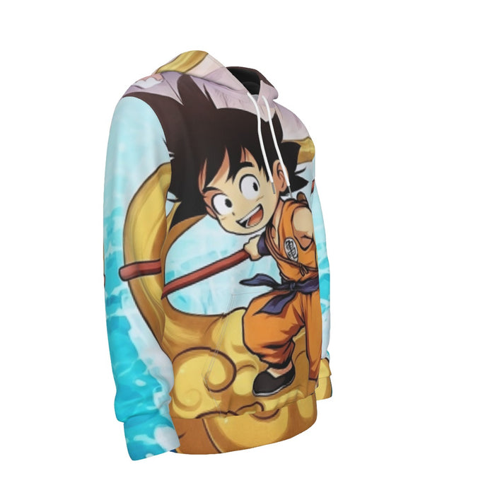 Happy Kid Goku Flying Cloud 3D Artwear Gorgeous Blue Sky 3D Hoodie