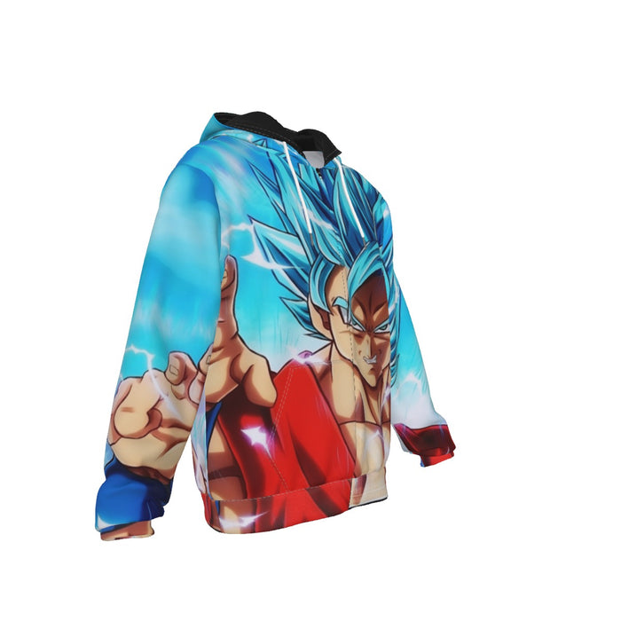 Angry Goku Super Saiyan God Blue Power Thunder Attack Zipper Hoodie