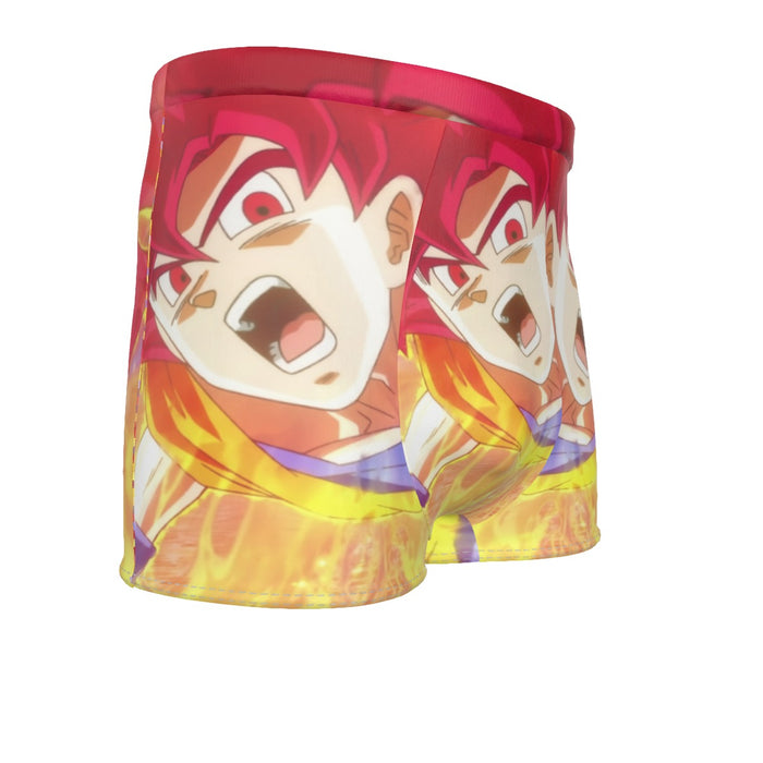 Dragon Ball Goku Super Saiyan Red God Face Portrait Print Men's Boxer Briefs