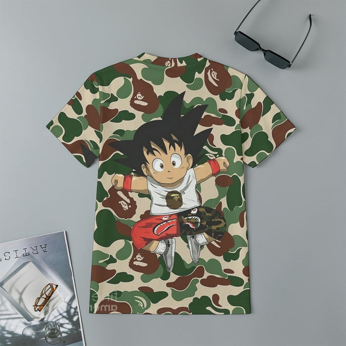 Dragon Ball Jumping Kid Goku Camouflage Kids T-Shirt