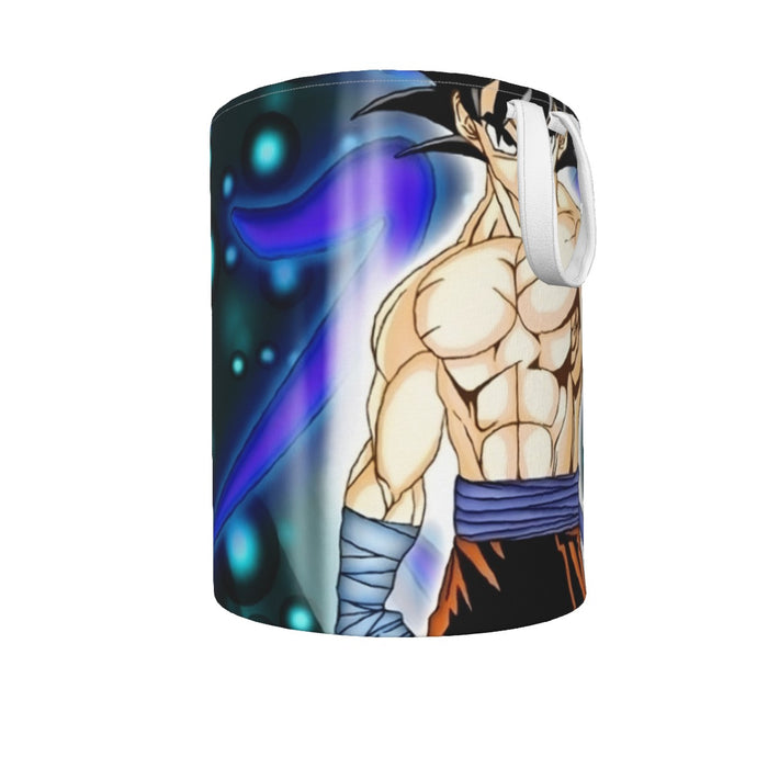 DBZ Goku Muscular Saiyan Vibrant Background Art Style Laundry Basket