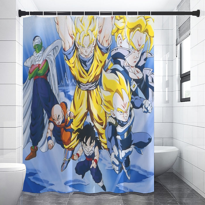 DBZ Goku Saiyan Spirit Bomb Vegeta Piccolo Gohan Trunks Vibrant Design Shower Curtain