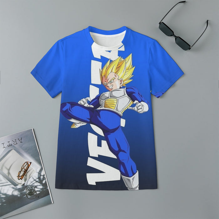 Vegeta With Background Word Dragon Ball Kids T-Shirt