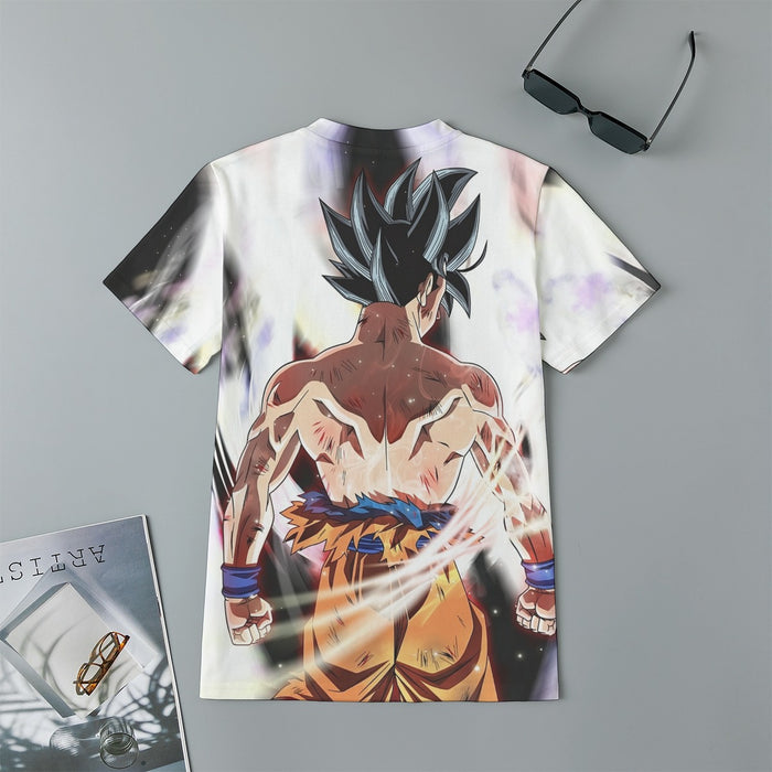 Dragon Ball Goku Damaged Battle Muscular Powerful Aura Kids T-Shirt