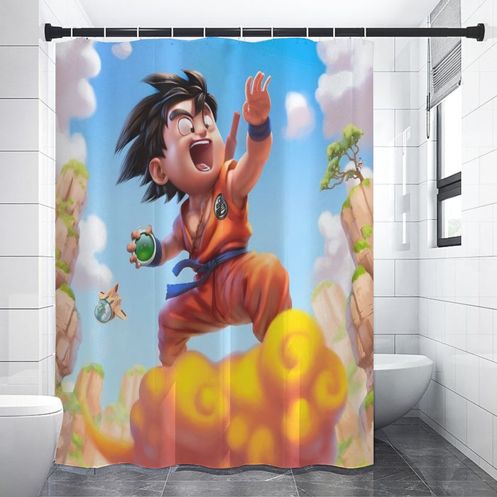 Dragon Ball Goku Kid Ride Flying Nimbus Cute Dope Streetwear Shower Curtain