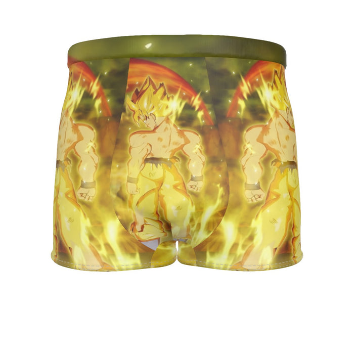 Dragon Ball Goku Super Saiyan Battle Posture Aura Style Men's Boxer Briefs