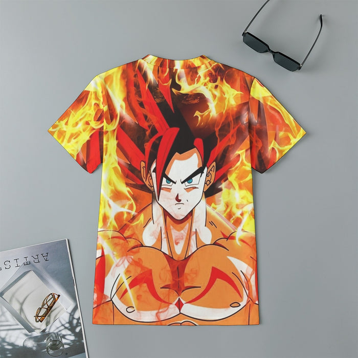 Dragon Ball Goku Super Saiyan Rose Flaming Fan Art Kids T-Shirt