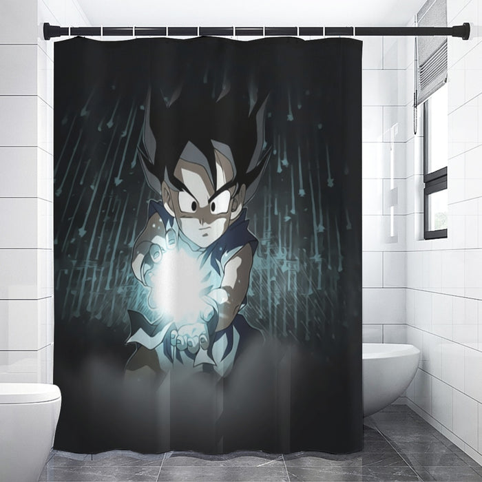 Dragon Ball Goku Kid Practice Kamehameha Cute Round Neck Design Shower Curtain