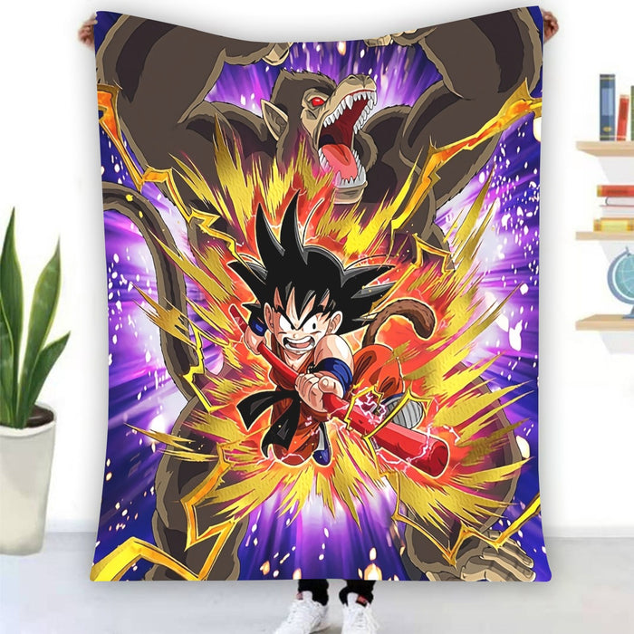 Great Ape Monkey Warrior Angry Kid Goku Fighting 3D Blanket