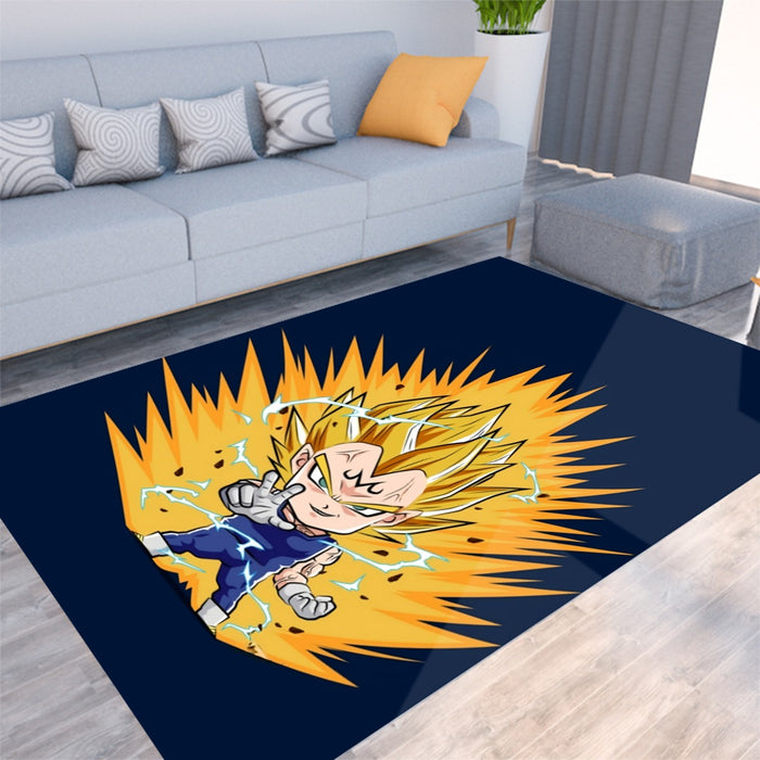 DBZ Majin Vegeta Super Saiyan Prince Power Aura Chibi Sketch Rug