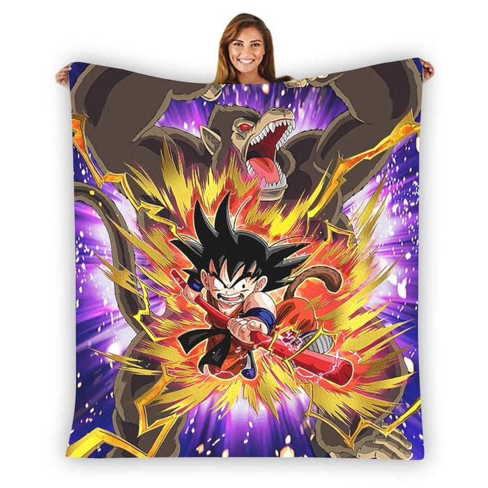 Great Ape Monkey Warrior Angry Kid Goku Fighting 3D Blanket