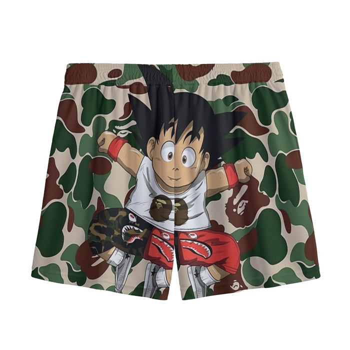 Dragon Ball Jumping Kid Goku Camouflage Mesh Shorts