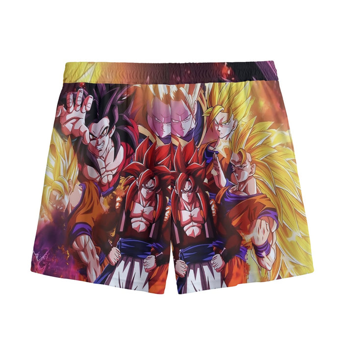 DBZ Gogeta Goku Vegeta Super Saiyan Powerful Lightning Thunder Design Mesh Shorts