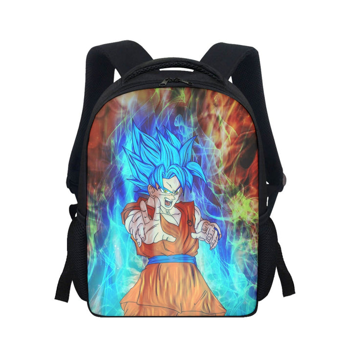 DBZ Goku Super Saiyan God Blue SSGSS Power Aura Fire Theme Design Backpack
