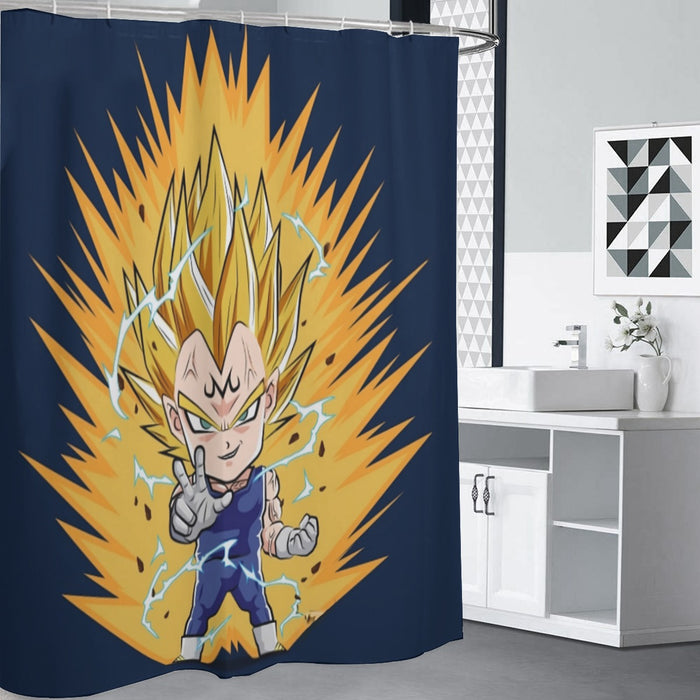 DBZ Majin Vegeta Super Saiyan Prince Power Aura Chibi Sketch Shower Curtain