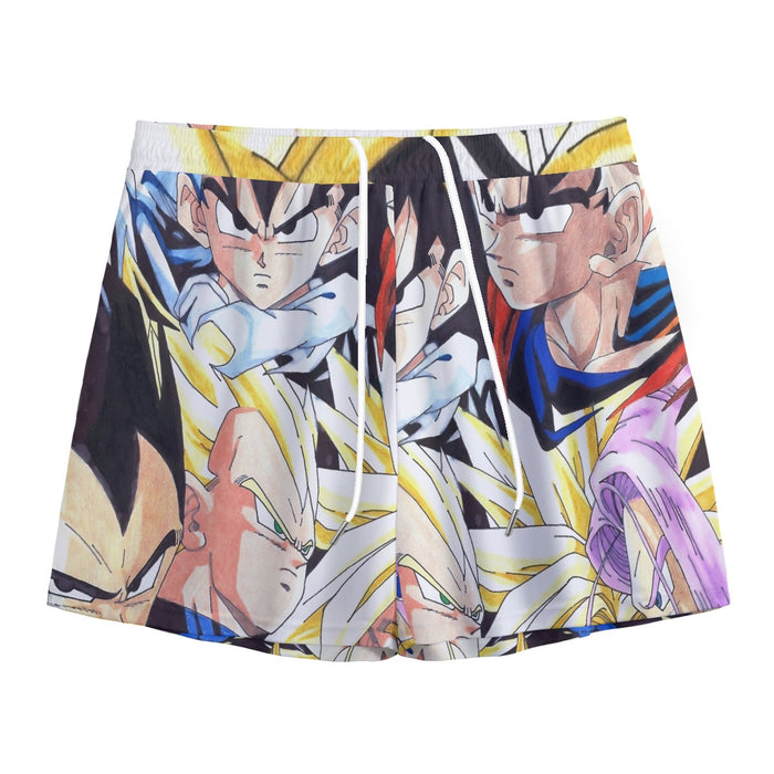 Dragon Ball Goku Vegeta Trunks Gohan Super Saiyan Cool Trending Design Mesh Shorts