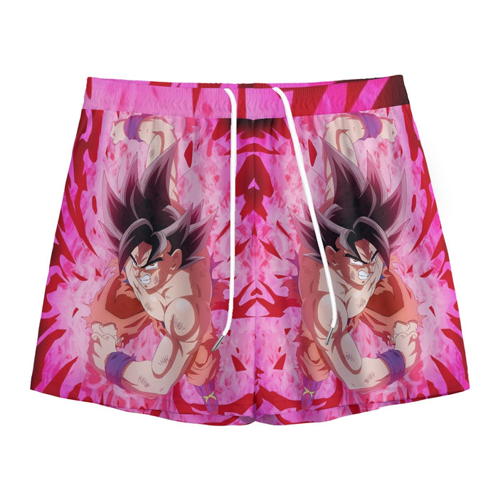 Dragon Ball Super Bruised Goku Red Kaioken Streetwear Mesh Shorts