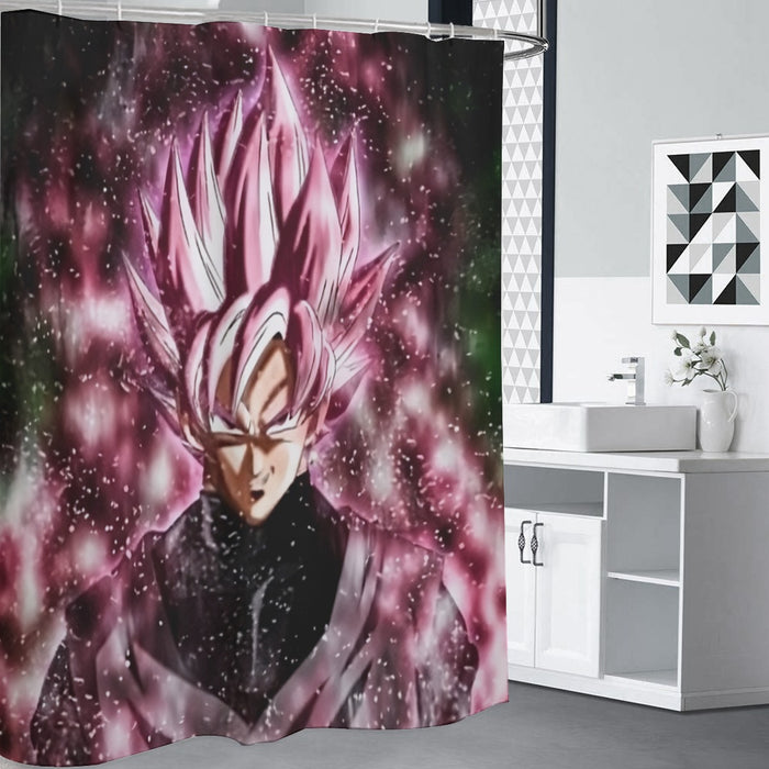 Dragon Ball Z Super Saiyan Goku Black Rose Pink Shower Curtain