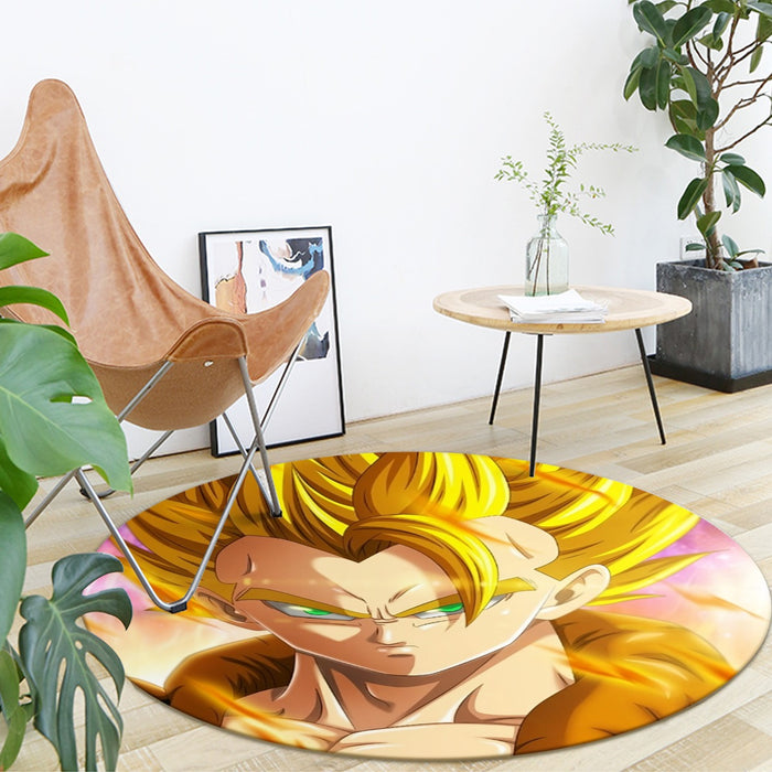 Dragon Ball Z Gogeta Super Saiyan Warrior Power Full Print Streetwear Cool Design Round Mat