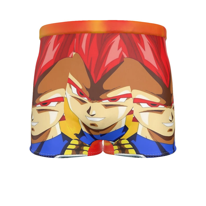 Dragon Ball Vegeta Super Saiyan Red God Vibrant Print Men's Boxer Briefs