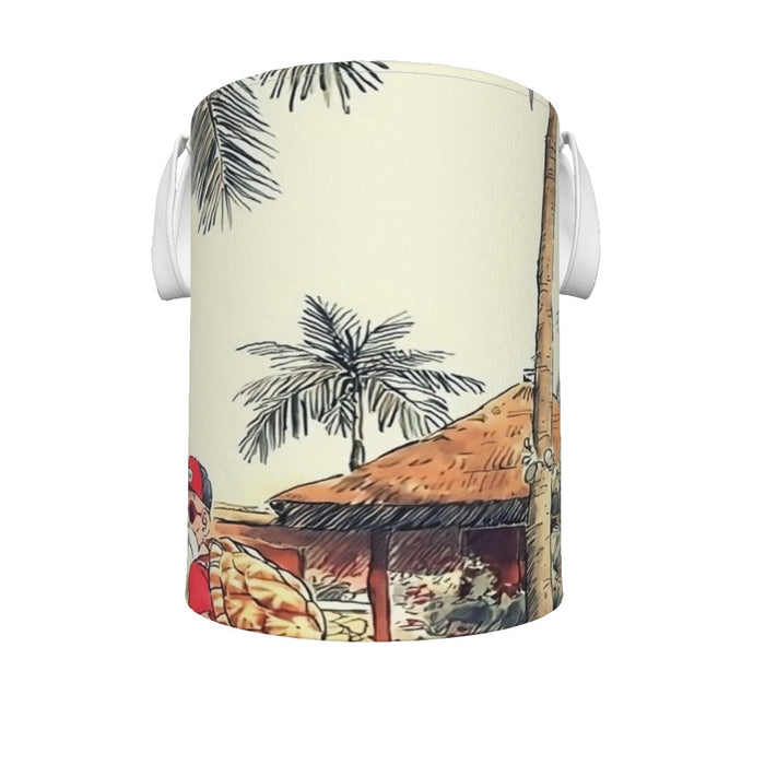 Palm Tree Cute Kid Goku Master Roshi Vintage Beige Laundry Basket