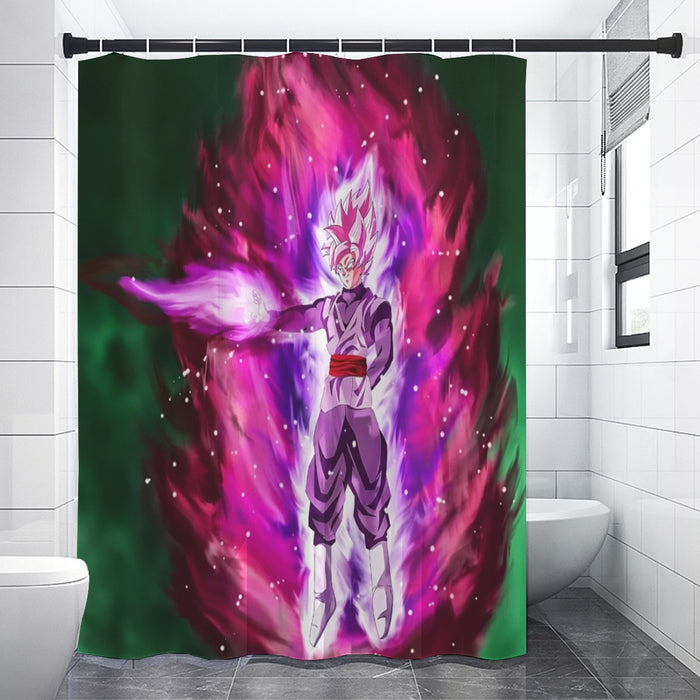 Goku Black Super Saiyan Rose Power Aura Streetwear Design Shower Curtain