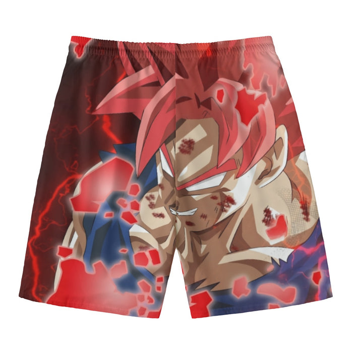 DBZ Son Goku Super Saiyan Red Hair God Dope Style Beach Pants