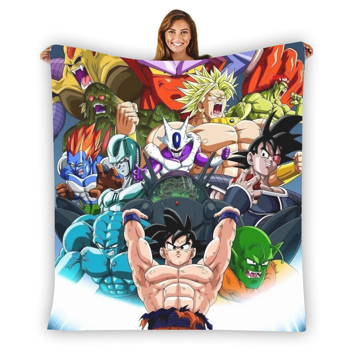 DBZ Goku Spirit Bomb Destroy Villains Cooler Broly Namek Vibrant Blanket