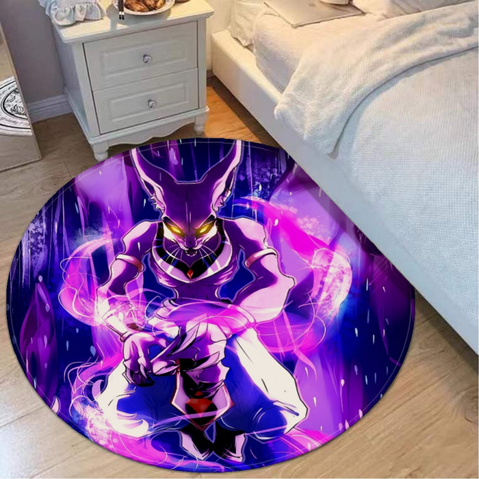 DBZ Mighty Destruction God Beerus Egyptian Cat Sport Design Round Mat