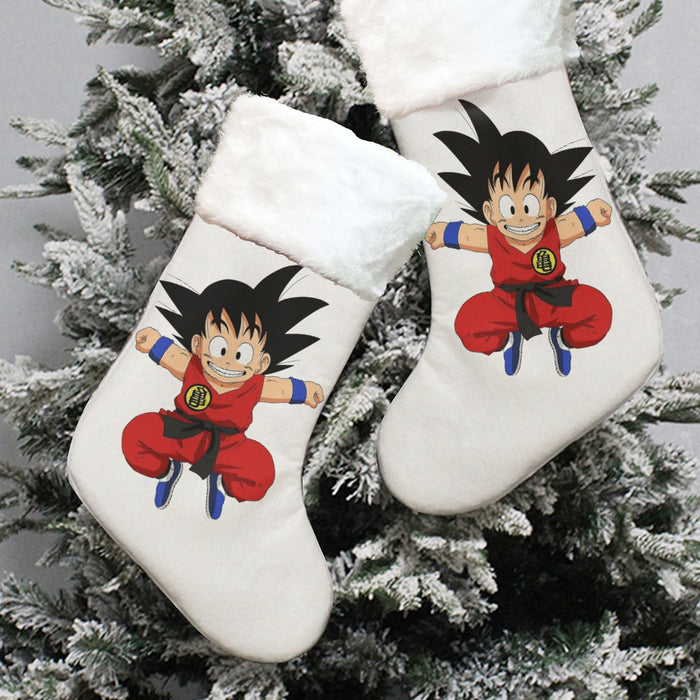 DBZ Jumping Kid Goku In His Training Suit Christmas Socks