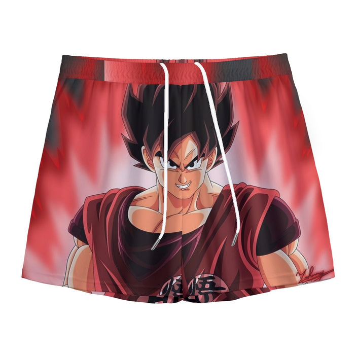 Dragon Ball Super Saiyan Goku Kaioken Epic Red Casual Mesh Shorts